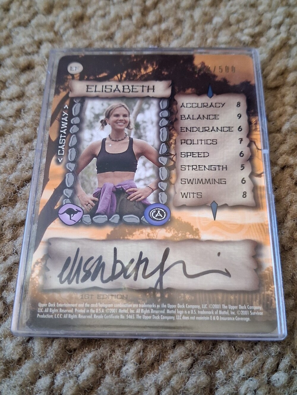 Survivor Elizabeth Filarski Signed Card